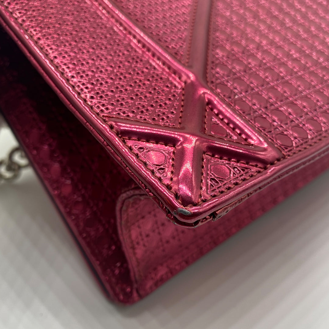 Dior Medium Diorama Bag in Red Metallic Perforated Leather