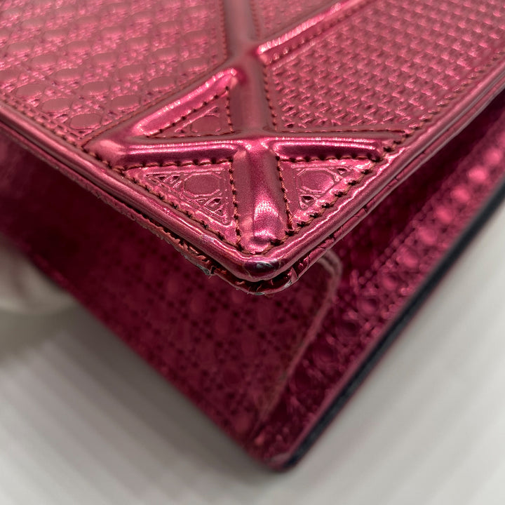 Dior Medium Diorama Bag in Red Metallic Perforated Leather