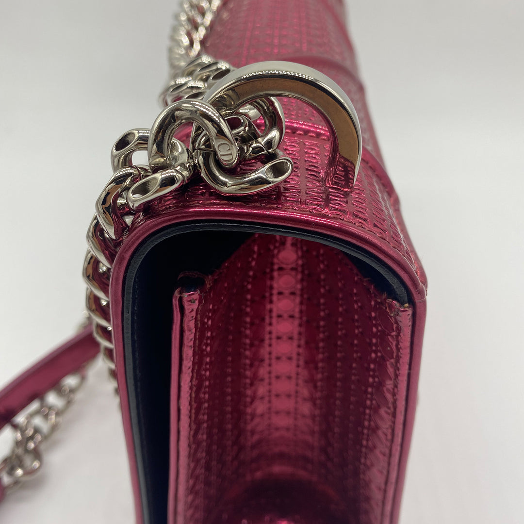 Dior Medium Diorama Bag in Red Metallic Perforated Leather