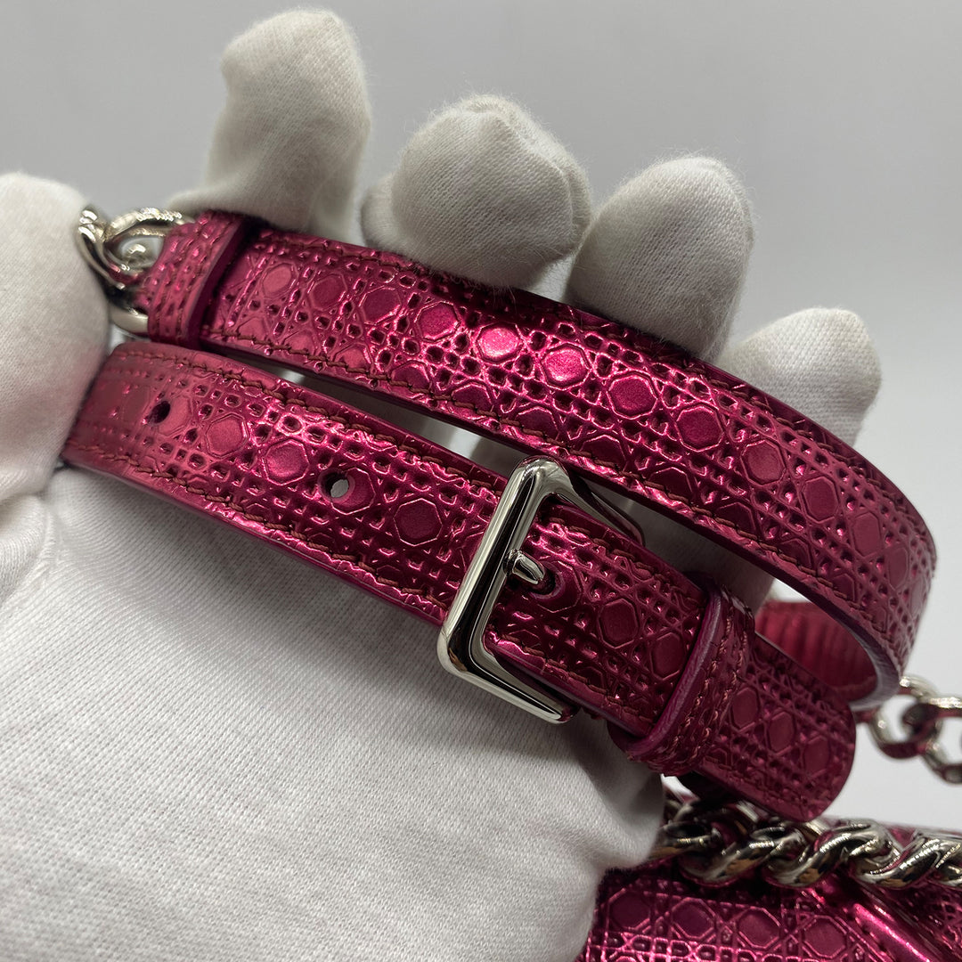 Dior Medium Diorama Bag in Red Metallic Perforated Leather