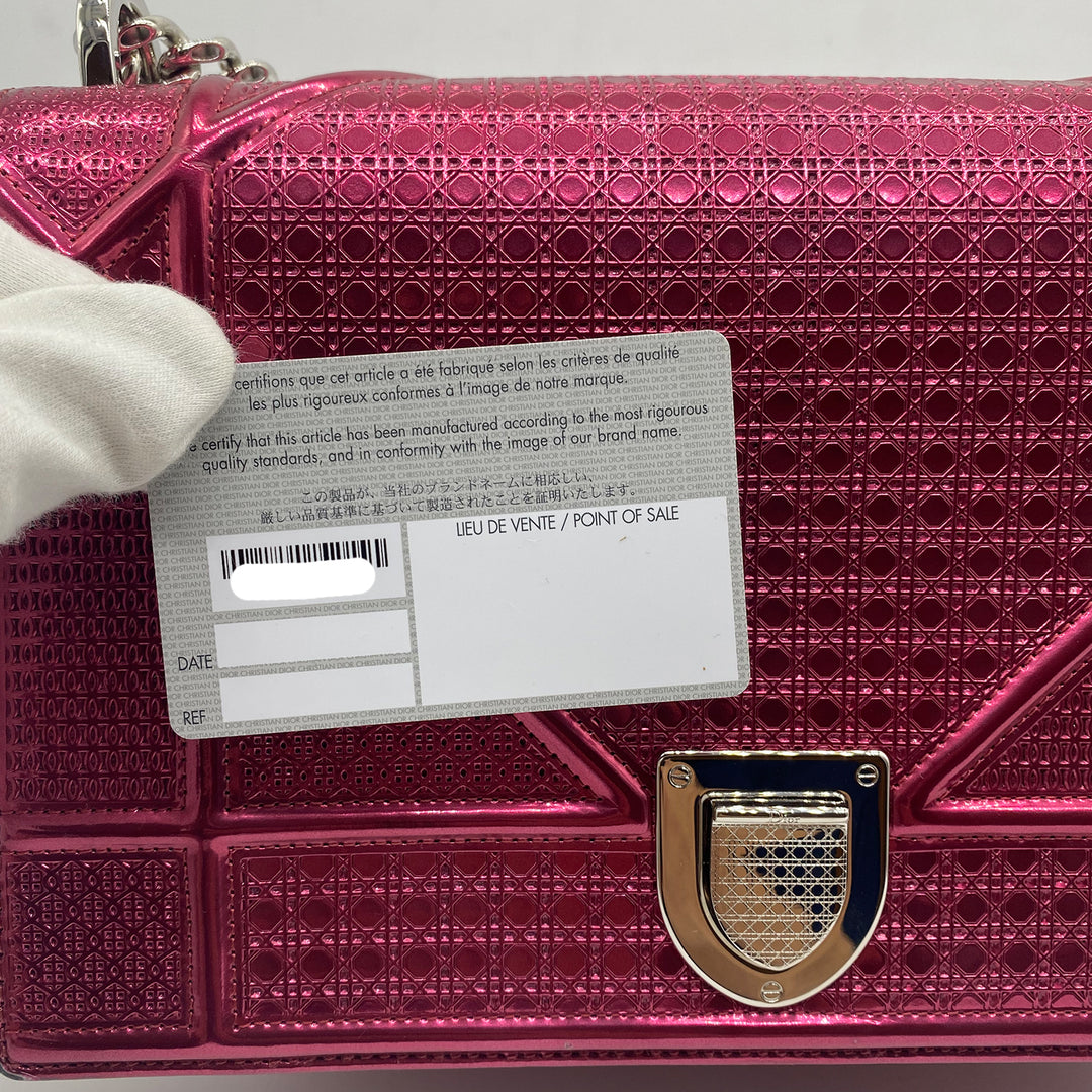 Dior Medium Diorama Bag in Red Metallic Perforated Leather
