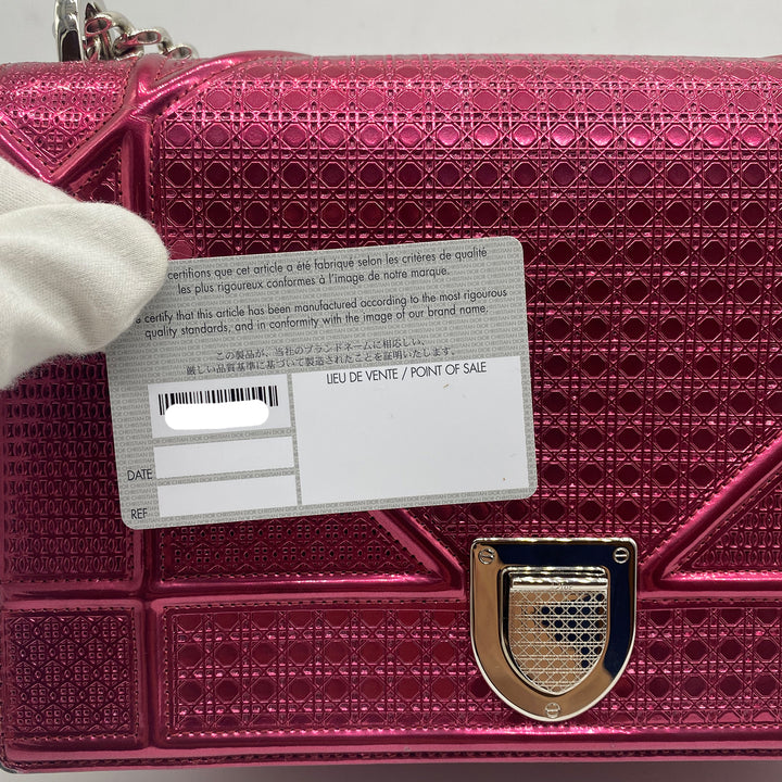 Dior Medium Diorama Bag in Red Metallic Perforated Leather