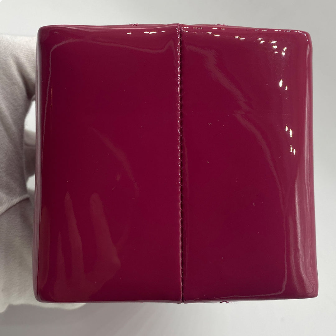 Chanel Milk Carton Bag in Dark Pink Fuchsia Patent Leather with Sliver Hardware