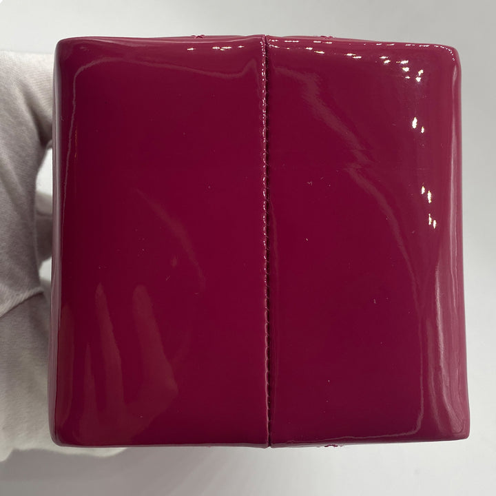 Chanel Milk Carton Bag in Dark Pink Fuchsia Patent Leather with Sliver Hardware