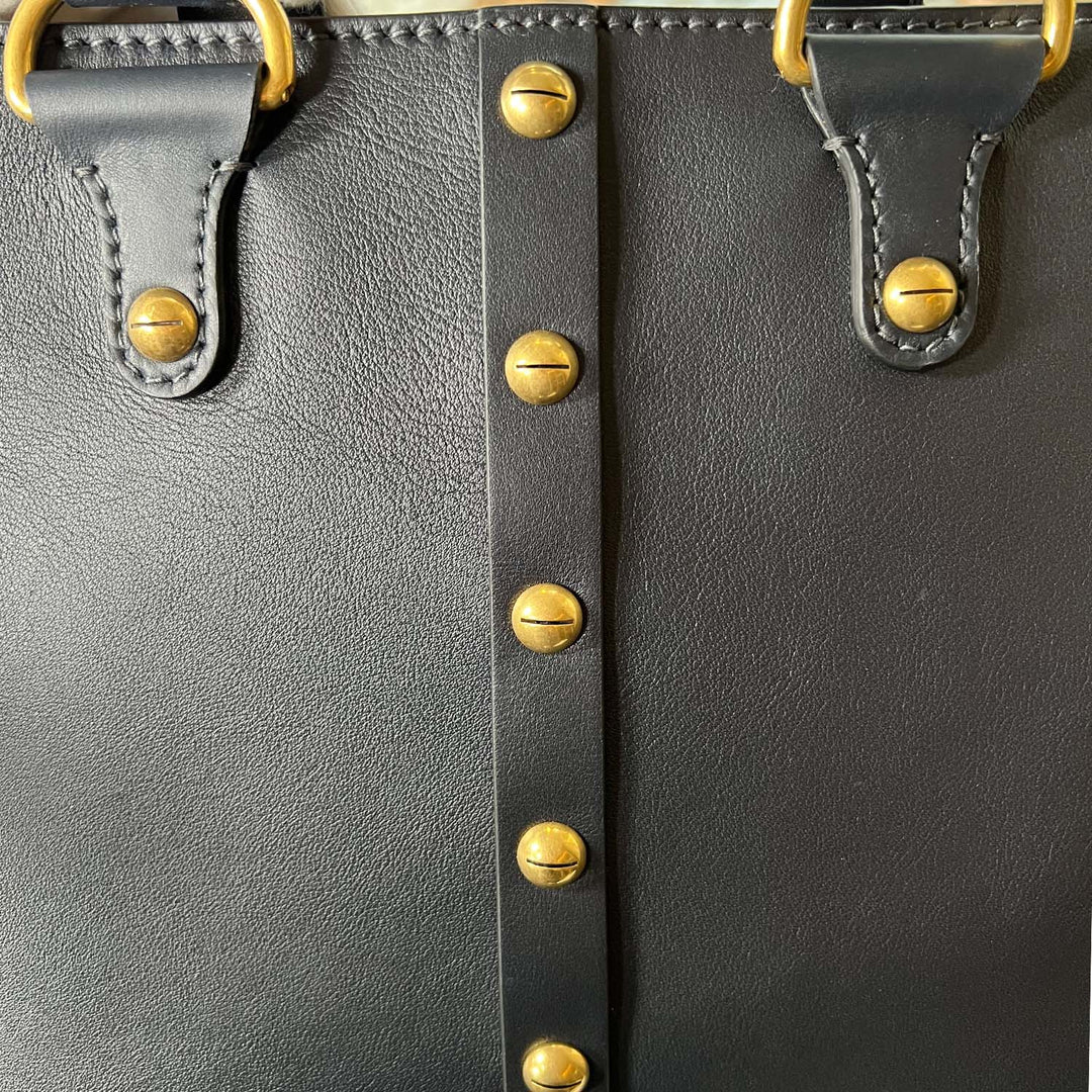 Dior Avenue Tote Bag in Black Leather and Gold Studded