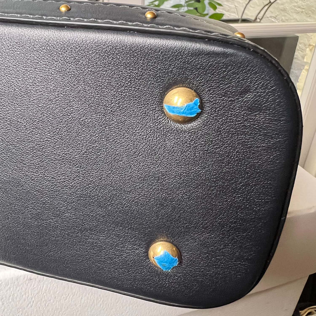 Dior Avenue Tote Bag in Black Leather and Gold Studded