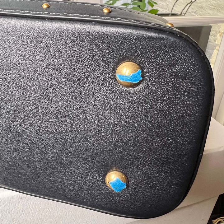 Dior Avenue Tote Bag in Black Leather and Gold Studded