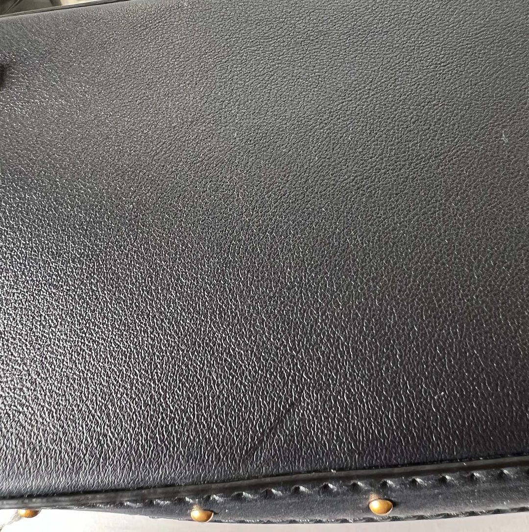 Dior Avenue Tote Bag in Black Leather and Gold Studded