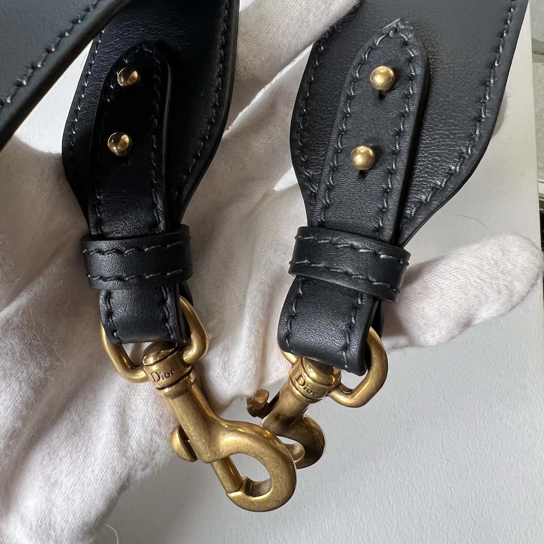 Dior Avenue Tote Bag in Black Leather and Gold Studded