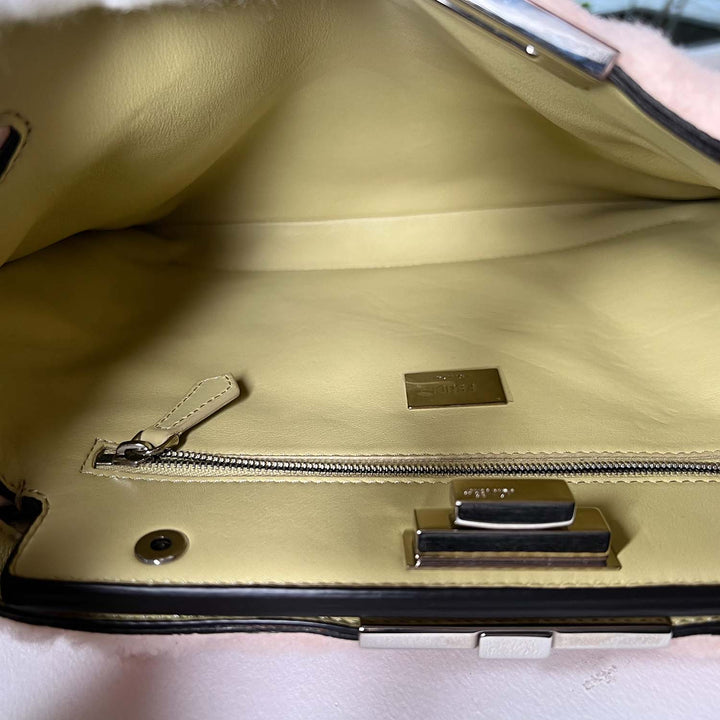 Fendi Peekaboo Pink Shearling Clutch Bag