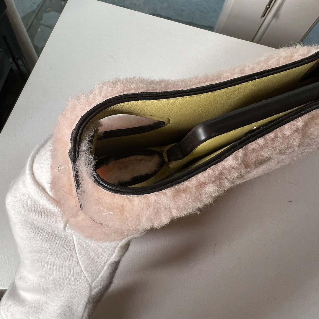 Fendi Peekaboo Pink Shearling Clutch Bag