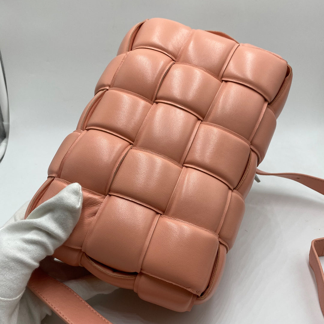 Bottega Veneta Padded Cassette Crossbody Bag in Pink Leather