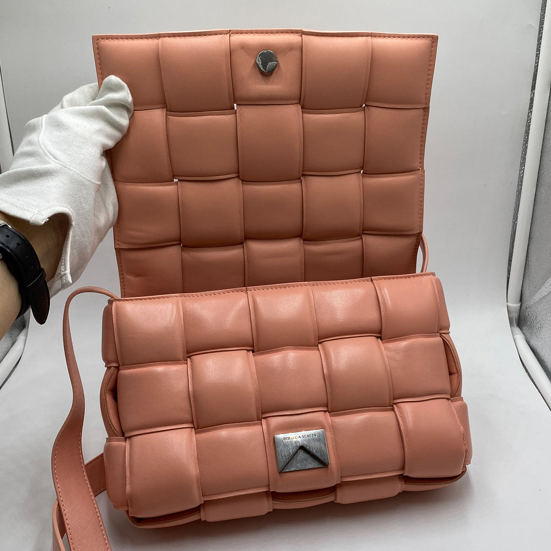 Bottega Veneta Padded Cassette Crossbody Bag in Pink Leather
