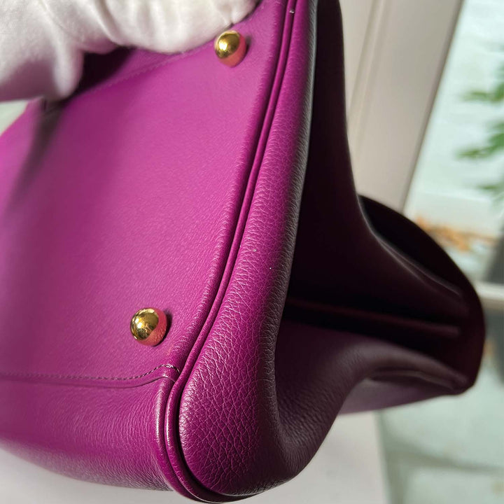 Delvaux Purple Brillant East West Leather Bag