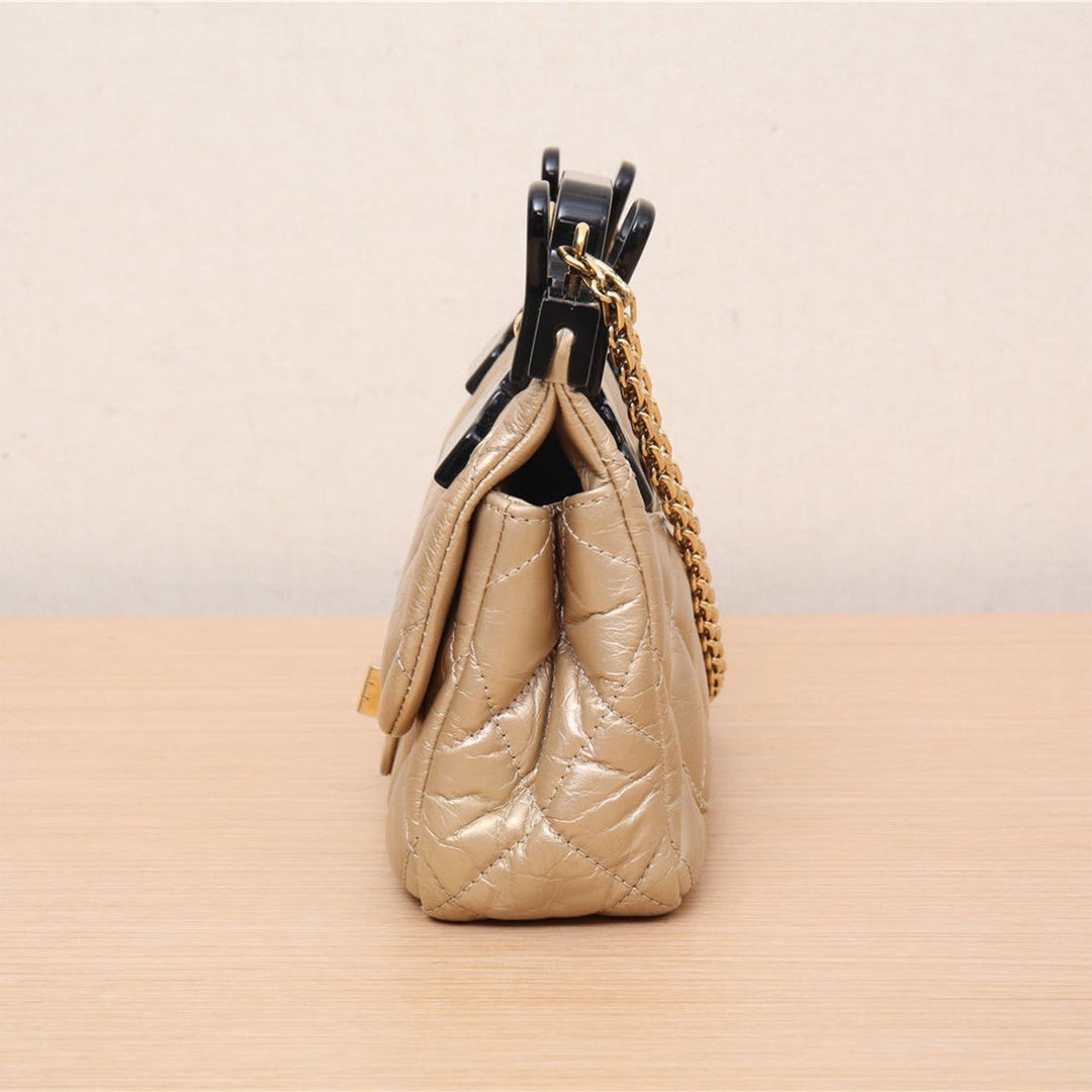 Chanel *Ultra Rare* Limited Edition Gold Calfskin 2.55 Mini 224 Reissue Hangar Flap Gold Hardware Bag