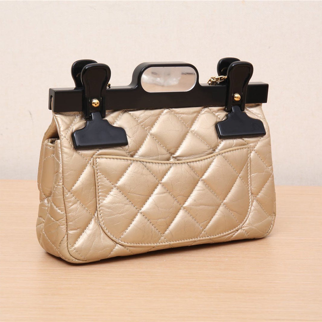 Chanel *Ultra Rare* Limited Edition Gold Calfskin 2.55 Mini 224 Reissue Hangar Flap Gold Hardware Bag