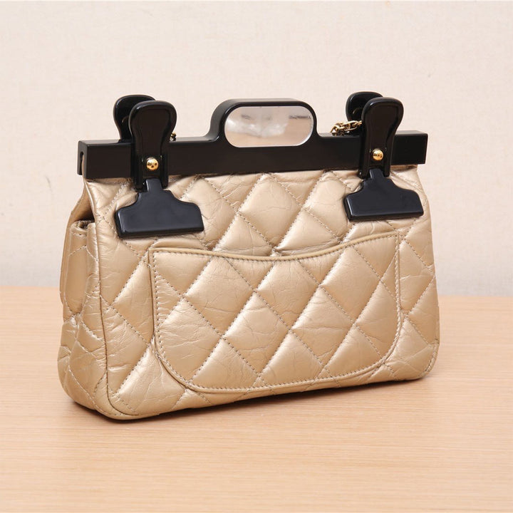 Chanel *Ultra Rare* Limited Edition Gold Calfskin 2.55 Mini 224 Reissue Hangar Flap Gold Hardware Bag