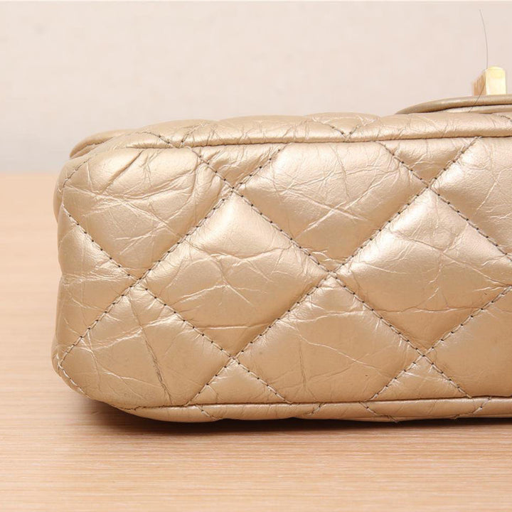 Chanel *Ultra Rare* Limited Edition Gold Calfskin 2.55 Mini 224 Reissue Hangar Flap Gold Hardware Bag