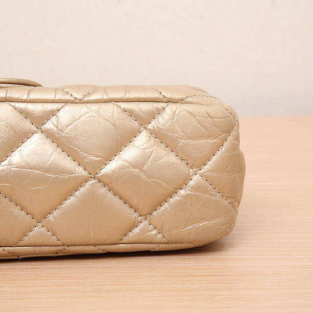 Chanel *Ultra Rare* Limited Edition Gold Calfskin 2.55 Mini 224 Reissue Hangar Flap Gold Hardware Bag