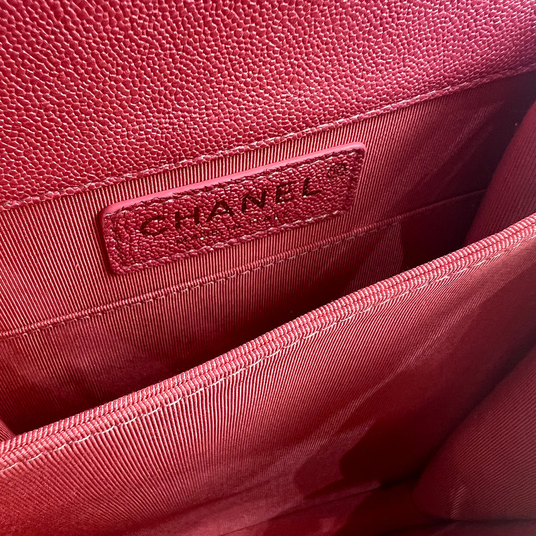 Chanel North South Boy Flap Bag in Pink Caviar and Gold Hardware