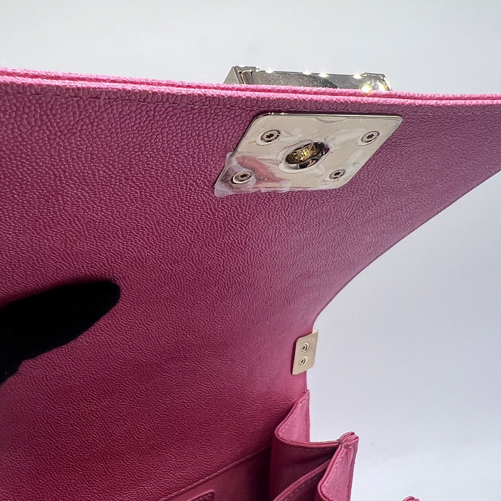 Chanel North South Boy Flap Bag in Pink Caviar and Gold Hardware