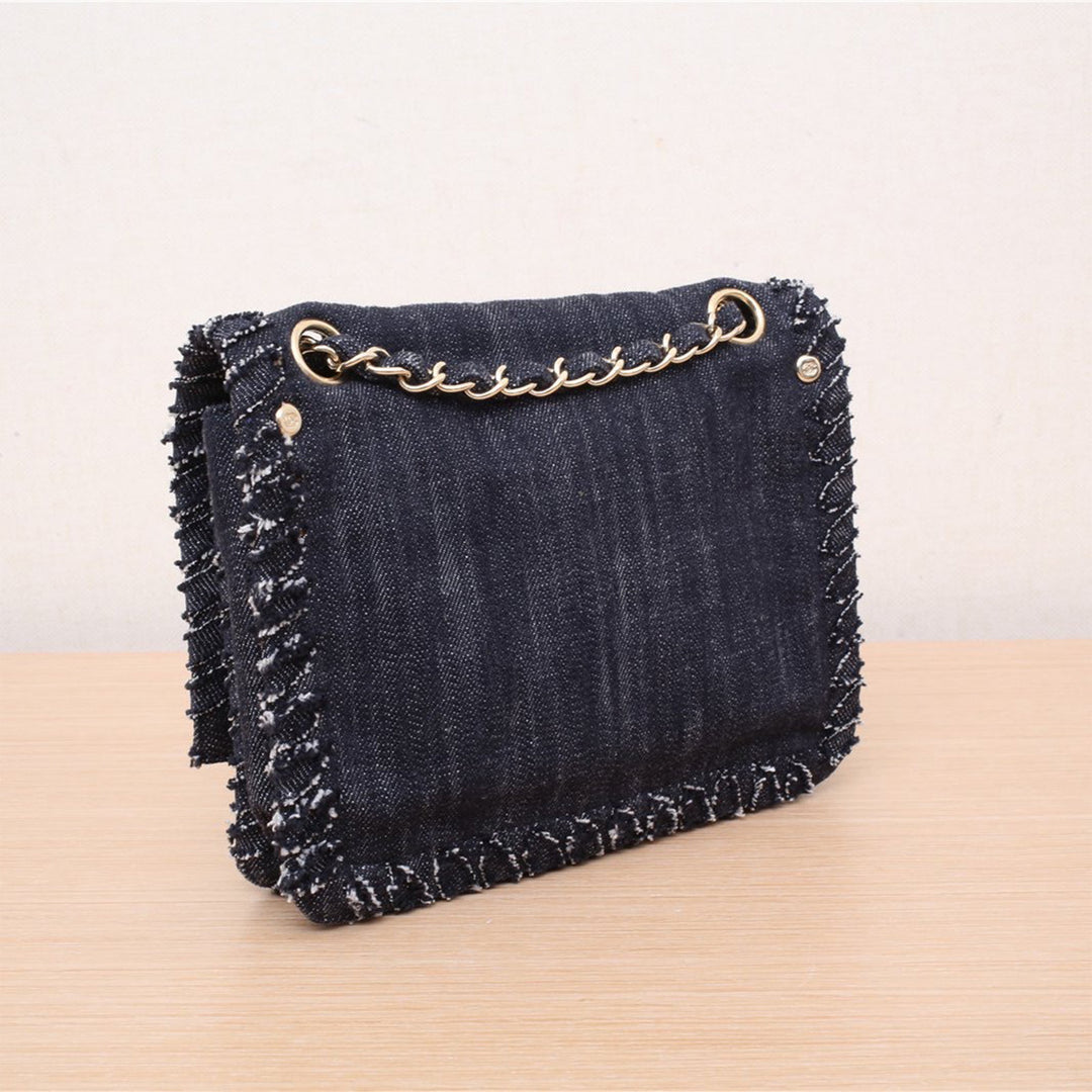 Chanel 2.55 Reissue Limited Edition Airplanes Over Rainbow Flap Blue Denim Shoulder Bag