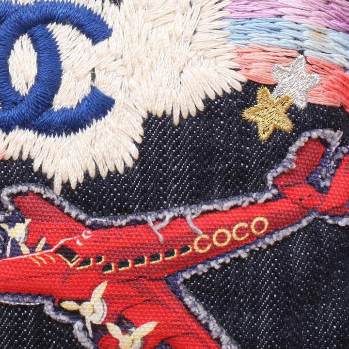 Chanel 2.55 Reissue Limited Edition Airplanes Over Rainbow Flap Blue Denim Shoulder Bag