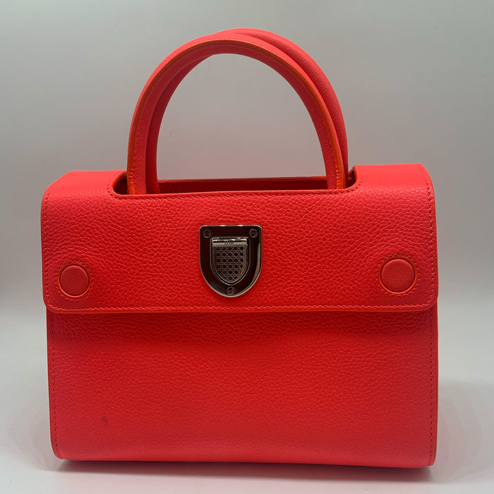 Dior Mini Diorever Tote in Neo Orange Red with Silver Hardware