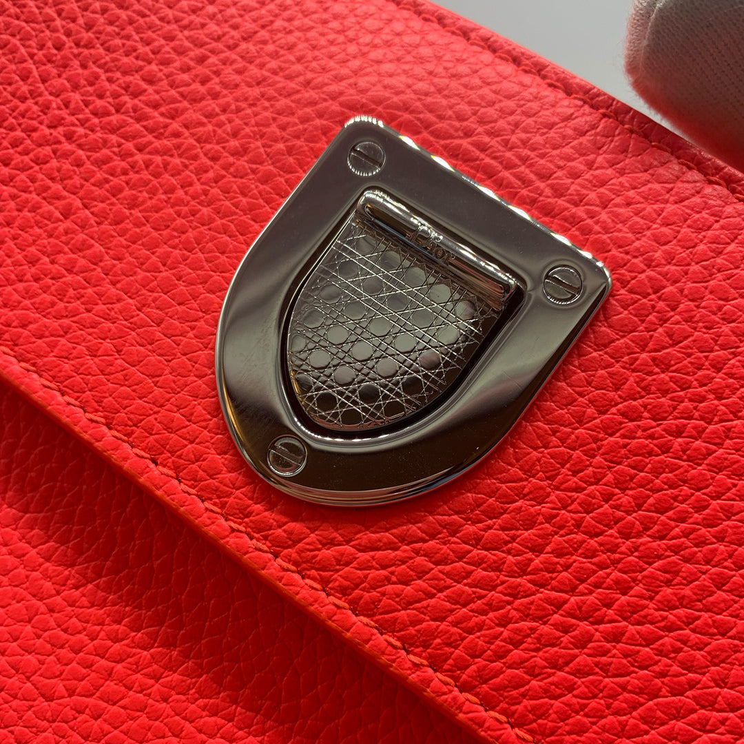Dior Mini Diorever Tote in Neo Orange Red with Silver Hardware