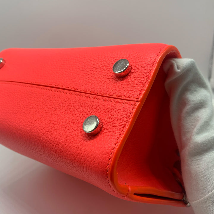 Dior Mini Diorever Tote in Neo Orange Red with Silver Hardware