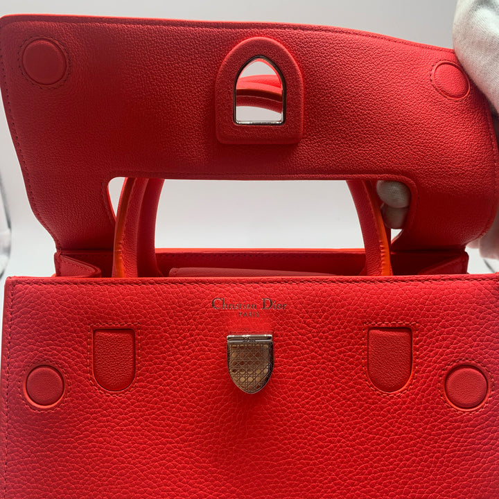 Dior Mini Diorever Tote in Neo Orange Red with Silver Hardware