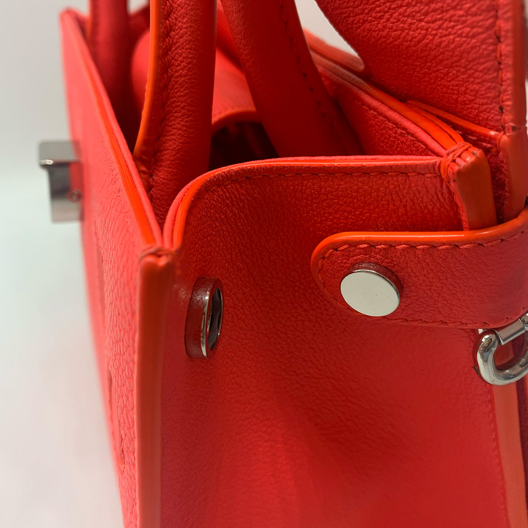 Dior Mini Diorever Tote in Neo Orange Red with Silver Hardware