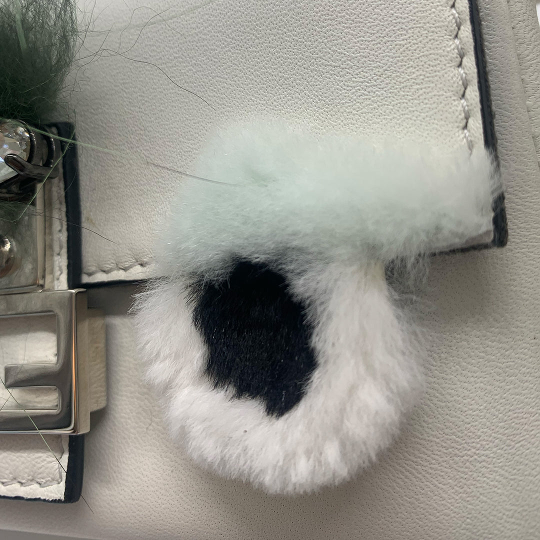 Fendi Micro Monster Baguette Bag in White Leather