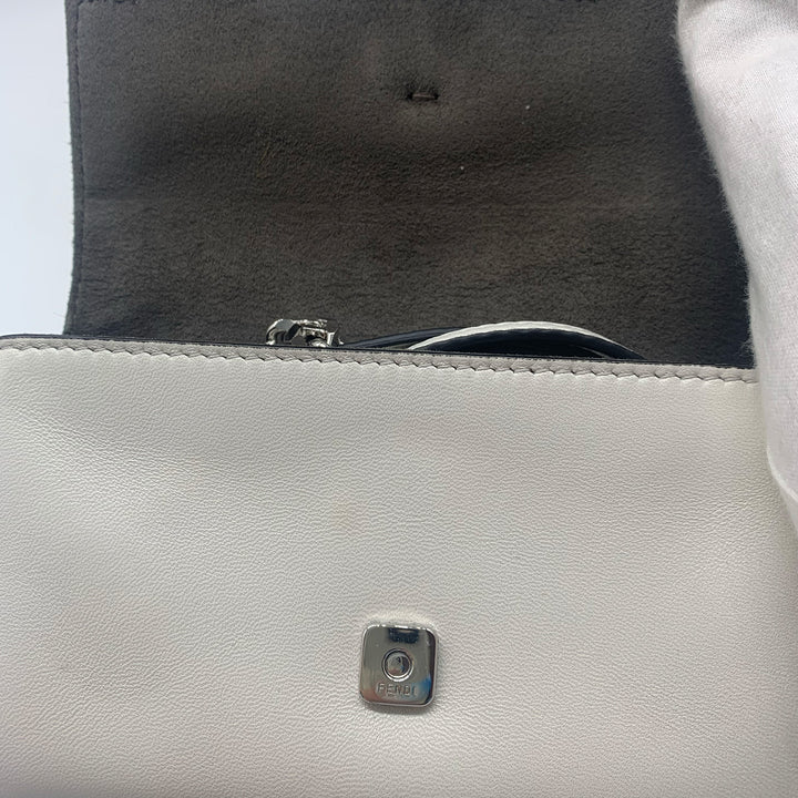Fendi Micro Monster Baguette Bag in White Leather