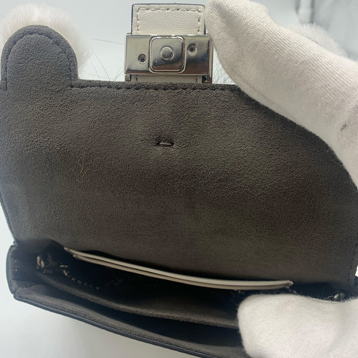 Fendi Micro Monster Baguette Bag in White Leather