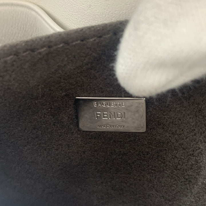 Fendi Micro Monster Baguette Bag in White Leather
