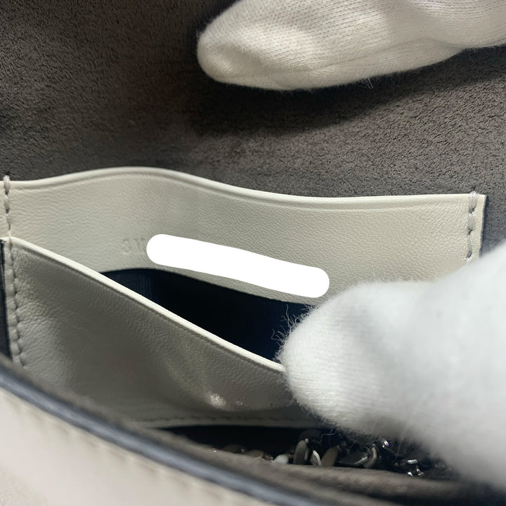 Fendi Micro Monster Baguette Bag in White Leather