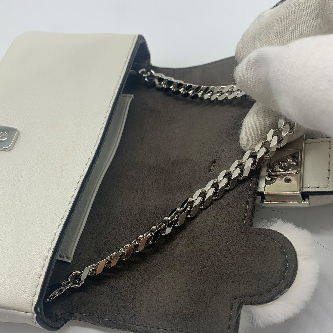 Fendi Micro Monster Baguette Bag in White Leather