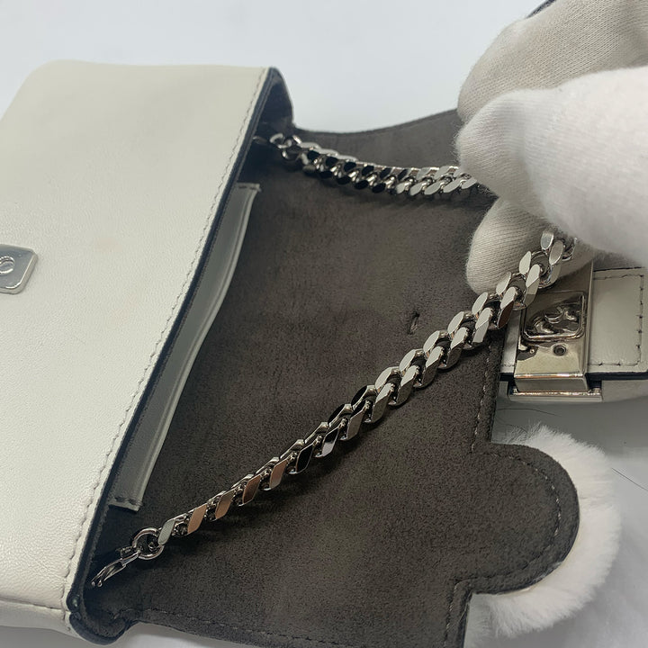 Fendi Micro Monster Baguette Bag in White Leather