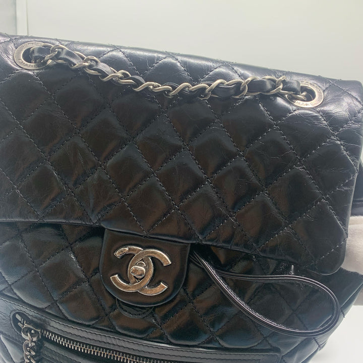 Chanel Paris-Salzburg Mountain Backpack in Black Calfskin with Dark Sliver Hardware