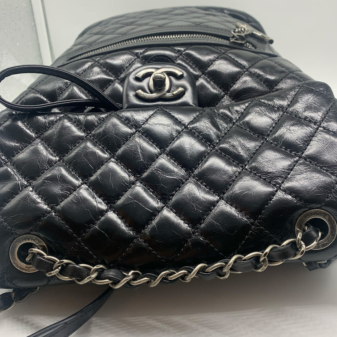 Chanel Paris-Salzburg Mountain Backpack in Black Calfskin with Dark Sliver Hardware
