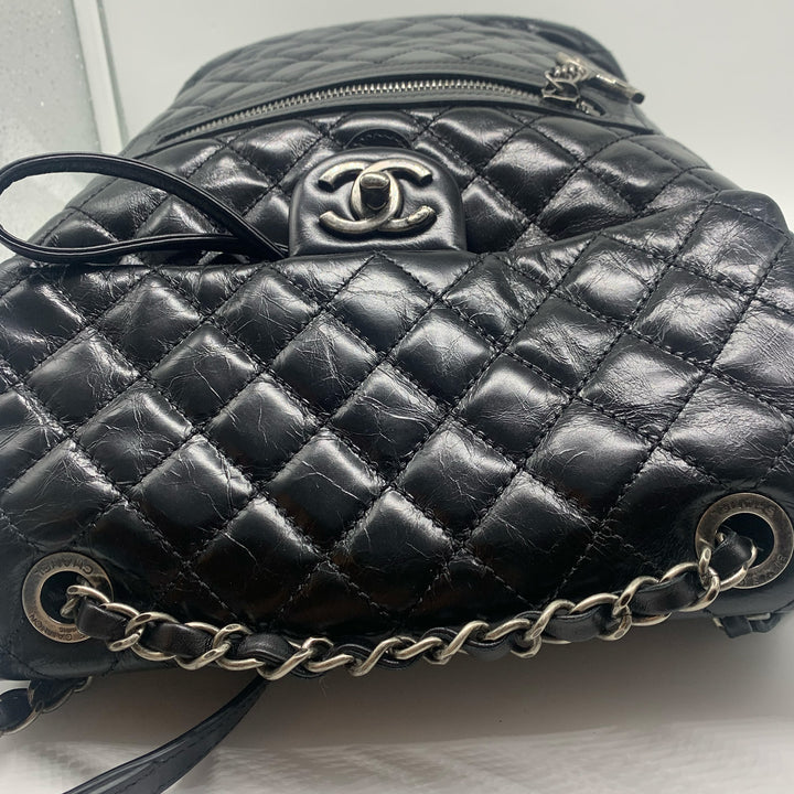 Chanel Paris-Salzburg Mountain Backpack in Black Calfskin with Dark Sliver Hardware