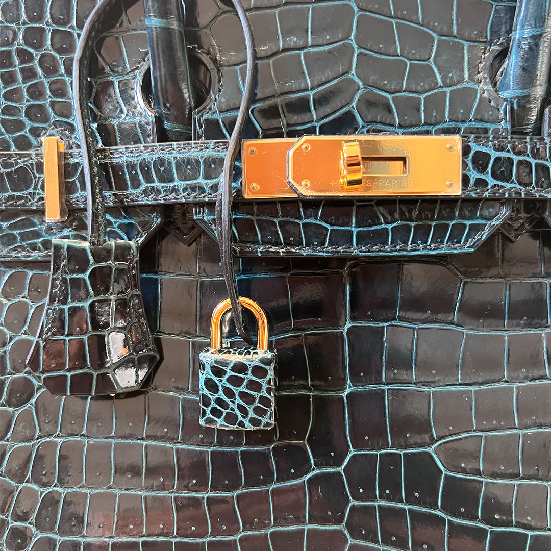 Hermès Birkin 30 in Vert Fonce Green Porosus Crocodile Leather with Gold Hardware