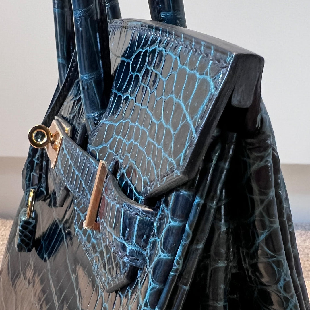 Hermès Birkin 30 in Vert Fonce Green Porosus Crocodile Leather with Gold Hardware