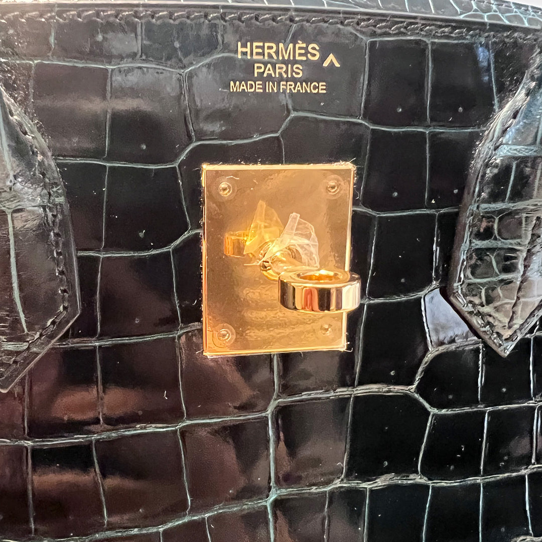 Hermès Birkin 30 in Vert Fonce Green Porosus Crocodile Leather with Gold Hardware