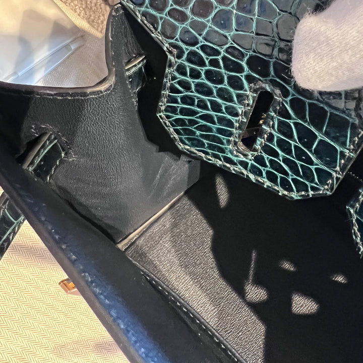 Hermès Birkin 30 in Vert Fonce Green Porosus Crocodile Leather with Gold Hardware