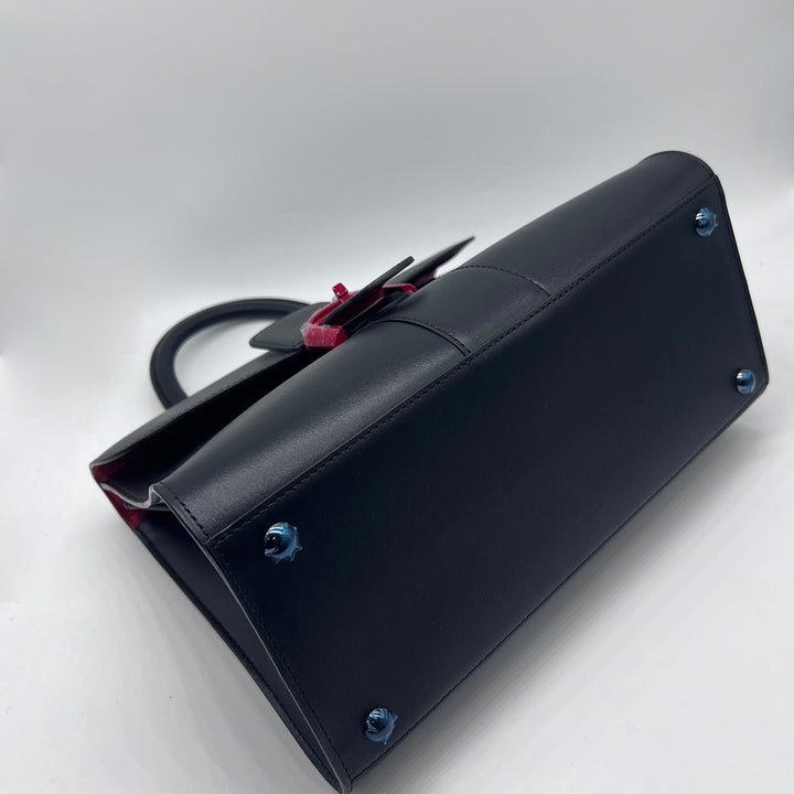 Delvaux Brillant MM Lunar 2017 Limited Edition Black Box Leather Red Buckle