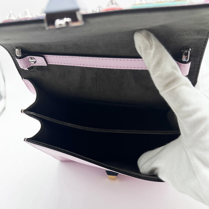 Fendi Kan I Bag in Pink Leather with Multi Embellished Logo