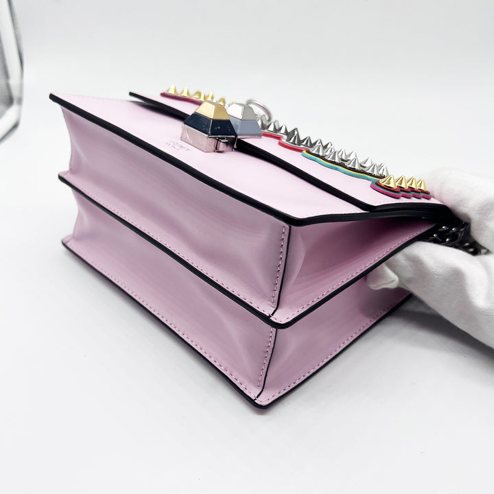 Fendi Kan I Bag in Pink Leather with Multi Embellished Logo