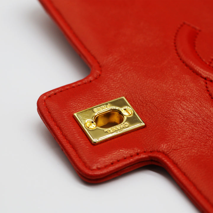 Chanel Vintage Kelly Flap Bag in Red Lambskin and Gold Hardware
